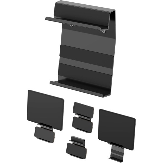 Universal Wall Mount Holder for Phone/Tablet/Ipad, Metal Steel, Double Slot, Scratch Resistant Design, Compatible with Almost All Smart Phone/Tablet/Kindle/E-Reader (Black)