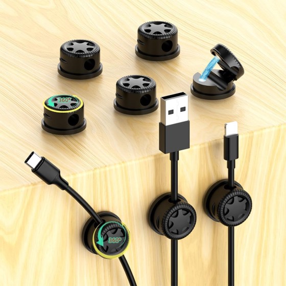 11PCS Cable Management Cord Holder Organizer, Magnetic Cable Clips Adhesive Wire Keeper, Under Desk for Bedside Nightstand Table Desktop USB Wall Car Office Workspace Accessories (Black)