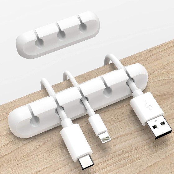 White Cable Clips, Cord Organizer Cable Management, Cable Organizers USB Cable Holder Wire Organizer Cord Clips, 2 Packs Cable Straps for Desk Car Home and Office